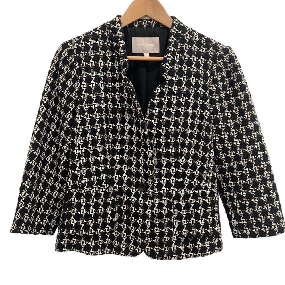 Banana Republic 12P Tweed Blazer 3/4 Sleeve Petite Cropped Jacket